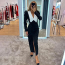 Tossy Elegant Fashion Autumn Maxi Dress Female Patchwork V-Neck Contrast Slim High Split Party Dress Gown Sexy Ladies Dress 2023