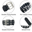 Women Punk Goth Belts Brand Leather Women Grunge Belt Halloween Double Pin Buckle Female Belt for Jeans Streetwear
