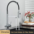 rozin Pull Down Filter Kitchen Faucet Black 3 Way Drinking Pure Water Faucets Brass 360° Flexible Purification Water Mixer Tap