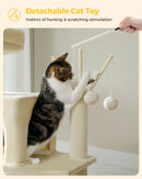 Sturdy Multi-Level Cat Tree Tower with Natural Sisal Scratching Posts,Cozy Hammock&Condo, Large Top Perch, and Fun Dangling Ball