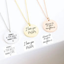 Actual Handwriting Custom Engraved Stainless Steel Round Pendant Necklace Personalization Memorial Signature Gift for Lovers