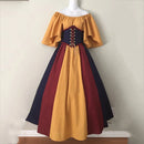 Women Patchwork Medieval Renaissance Dress Halloween Gothic off Shoulder Retro Long Dress