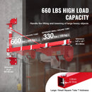 SucceBuy Electric Hoist Support Arm Swing Holder with Pole Steel Hoist Frame 180° Scaffold Winch Lifting Arm for Workshop Garage