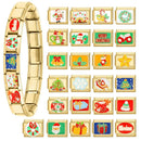 FUNIQUE Romantic Christmas Tree Snowman Sleigh Garland Italian Charm Links Fit 9mm Bracelet Stainless Steel DIY Jewelry Making