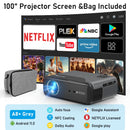 [Google TV/Android 14]4K 投影仪全高清 1080P 家庭影院 Netflix 认证户外电影智能自动对焦投影仪