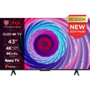 TCL 43RC650K 43英寸QLED Pro电视，4K超高清，Roku TV，43RC650K