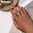 WOSTU 925 Sterling Silver Elegant Roseflower Band Rings For Women Paved Shiny Zircon Party Ring Special Jewelry Gift For her