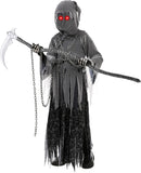 Sloosh Creations Child Unisex Grim Reaper Costume, Halloween Costume with Glowing Red Eyes for Kids Trick-or-Treating