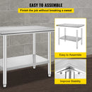 SucceBuy Kitchen Work Bench Commercial Catering Table Worktable with Undershelf Stainless Steel 330LBS 286LBS Restaurant Garage