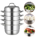 SucceBuy 5层蒸锅28-30厘米不锈钢炖锅，适用于家庭蒸饺、蒸蔬菜、蒸米饭和蒸菜