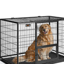 Feandrea Heavy-Duty Dog Crate, Dog Cage, 122 x 74.5 x 80.5 cm, for Medium and Large Dogs, Double Removable Door