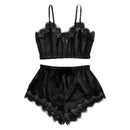 Satin Silk Pajamas Set Women Sexy Lace Sleepwear Summer Hot V-neck Sleeveless Pijamas Faux Silk Homewear Letter Print Nightwear