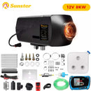 8KW 12V 24V 柴油驻车加热器带遥控器和LCD温控器显示屏，适用于汽车、卡车、房车、船只、巴士
