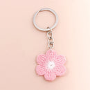 Lovely Handmade Knitted Flower KeychainCrocheted Key Rings for Women Girls Handbag Pendants Charms DIY Jewelry Gifts
