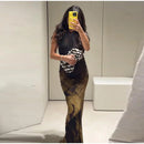 Vintage Floral Printed Midi Dress Women Backless Satin Halter Cutout Bodycon Split Hem Party Dresses 2026 Summer Elegant Gown