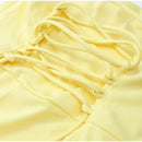 The Aurelian | Butter Yellow Mesh-Spliced Asymmetric Evening Gown
