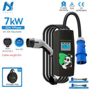 Khons 7KW Portable Electric Vehicle charger Type2 Charging Wallbox 32A Single-Phase CEE Plug EVSE Charger IP65 With 5m Cable
