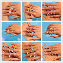 New Korean Colorful Bohemia Small Flower Rings Sets Handmade Beaded Finger Rings For Women Girls Summer Beach Jewelry Gifts