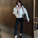 Retro Crocodile Pattern Short Women's Leather Jacket High Collar Zipper Loose Long Sleeve Jackets 2026 Lady Street Daily Wear