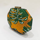Green Leaf Diamond Evening Bag Gold Crystal Wedding Prom Clutches Formal Lady Rhinetone Chain Shoulder Handbags Party Purse