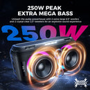 W-KING 250W MAX Party Wireless Bluetooth Speaker Portable Speaker 12 Custom Deep Bass Powerful Boom Box Design with USB Playback
