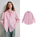 TOYOUTH Women Striped Cotton Patchwork Shirts 2026 Spring New Loose Niche Trendy Deconstructed Design Jackets