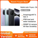 全球版小米Redmi Note 14 Pro Plus 5G智能手机 2亿像素AI相机 骁龙7s Gen 3 NFC 120W 5110毫安时电池