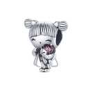 Silver Plated Boy Girl Couple Lovers Beads Charms Zirconium Dangle Fit Original Pandora Bracelet Necklace Jewelry Women Gift
