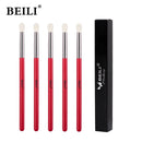 BEILI Red 5PCS Makeup Brushes Synthetic hair Eyebrow Eyeliner Natural goat hair Eyeshadow blending кисти для макияжа
