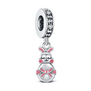 Hot Original Pendant S925 Sterling Silver Rabbit Charm Fit 3mm Bracelet Diy For Women Classic Easter egg beads Daily Gift Fine