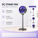 3-in-1 Modern Air Circulator Fan 5 Speeds 4 Heights Quiet Portable Pedestal Stand Fan USB-C for Home Bedroom Office RV Camping