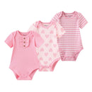 Kiddiezoom unisex summer three piece fashionable cartoon boy and girl jumpsuit 100% pure cotton comfortable newborn set