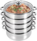 5 Tier Steamer Pot Steaming Cookware,30cm Large Capacity Steamer Pot,Multi-Functions Cooker with Transparent Pot Lid and Handles