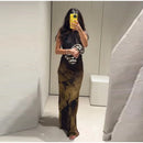 Vintage Floral Printed Midi Dress Women Backless Satin Halter Cutout Bodycon Split Hem Party Dresses 2026 Summer Elegant Gown