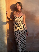 Polka Dots Print Detachable Scarf Sling Dress 2026 New Ladies Slim V-neck Spaghetti Strap Long Robes Women's Beach Dresses