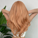 EASIHAIR Light Orange Synthetic Wigs Long Wavy Ombre Natural Hair Wigs with Bangs for Women Cosplay Lolita Wig Heat Resistant