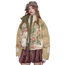 ELFSACK 2025 Winter New Arrivals Casual Reversible Cartoon All Over Print Down Jacket For Woman