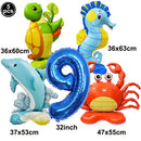 5pcs Cute Sea Animal Balloons Include Crab Seahorse Dolphin Turtle Shape Balloon Under The Sea Party Decors for 1st Birthday
