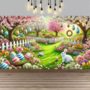 Easter Happy Theme Party Decoration Backdrop Spring Grass Flowers Rabbit Easter Egg Party Supplies Decorations Banner Gift