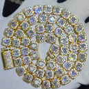 Clustered Diamond Tennis Chain Miami Cuban Link Chain for Women 7MM Iced Out CZ Cuban Necklace Hip Hop Jewelry Gifts