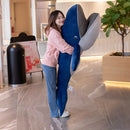 Nordic Style Blue Whale Plush Toy Cute Marine Animal Stuffed Dolls Mouth with Zipper Sleeping Throw Pillow Kids Christmas Gift