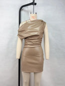 Luxury Leather Strapless Short Dress Women's Sexy Party Curvy Mini Dresses Evening Corset Red Brown Cocktail Autumn Fall 2026