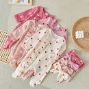 Suefunskry Baby Girls Valentine's Day Jumpsuit Long Sleeve Crew Neck Heart Print Ruffle Zipper Romper with Headband