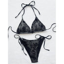 Gothic Grunge Swimsuit Distressed Micro Bikini Y2K Bathing Suits Halter Strappy Lace Up 2025 Trend Woman Punk New Beach Swimwear