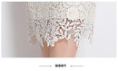 Luxury Crystal Chain Lace Formal Dress Women Summer Vacation Short Sleeve Single Breasted Bead Lace Pencil Long Dresses Evening
