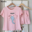 Hot sale Summer Shorts Pajama Sets for Women Short Sleeve Sleepwear Cute Girls Cartoon Pyjama Homewear Pijama Mujer Home Clothes