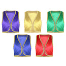 Children Boys Arabian Prince Costume Genies Vest Open Front Golden Genies Waistcoat for Party Halloween Cosplay Fancy Dress Up