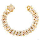 4Pcs Cuban Chain Bracelet for Women Men HipHop Bling Iced Out Chain Full Rhinestone Paved Chunky Metal Bracelet Set Jewelry Gift