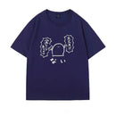 100 Pure Cotton Japanese-style Cute Cartoon Text Short-sleeved New Loose T-shirts for Men and Women, Summer 2D Anime Tops