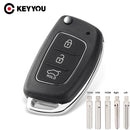 KEYYOU 3键翻盖折叠遥控汽车钥匙壳适用于现代圣达菲2014款索拉里斯IX35 IX45伊兰特圣达菲HB20瑞纳